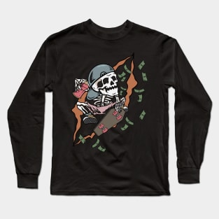 Money skater skull Long Sleeve T-Shirt